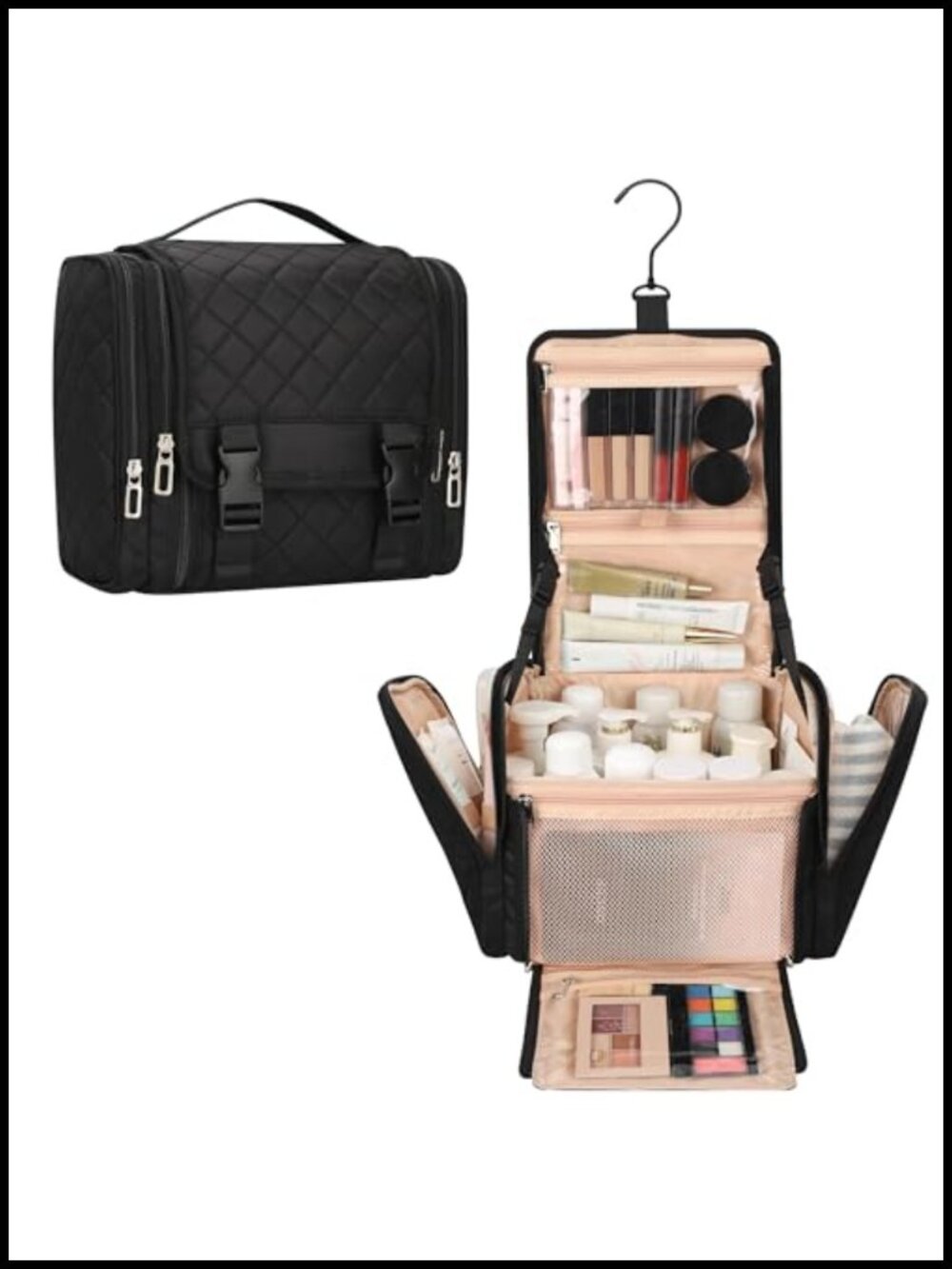 Hanging Toiletry Bag Travel Makeup Organizer Nylon Water Resistant